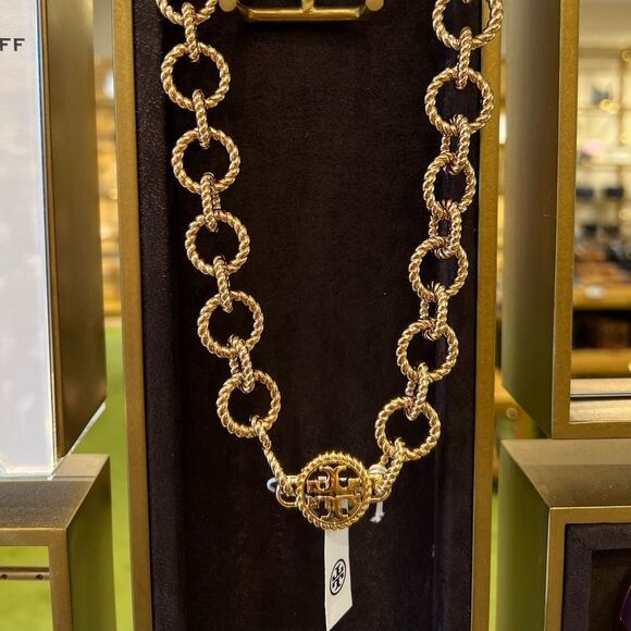 Tory Burch Textured Rope Necklace, Gold, Style 137691, RETAIL $278 - Picture 5 of 9